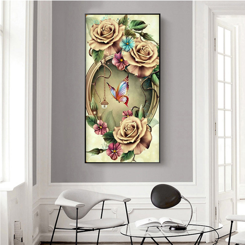 Butterfly Flower - Full Round Drill Diamond Painting 40*80CM