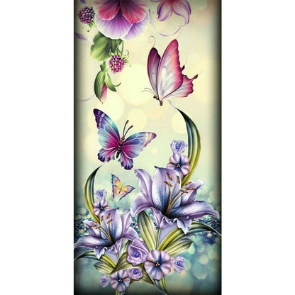 Butterfly Flower - Full Round Drill Diamond Painting 40*80CM