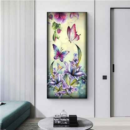 Butterfly Flower - Full Round Drill Diamond Painting 40*80CM