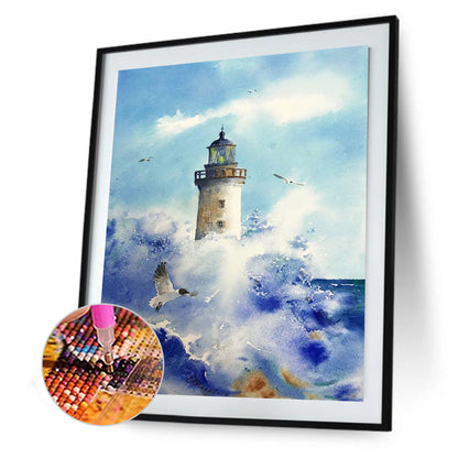 Lighthouse Waves - Full Round Drill Diamond Painting 30*40CM