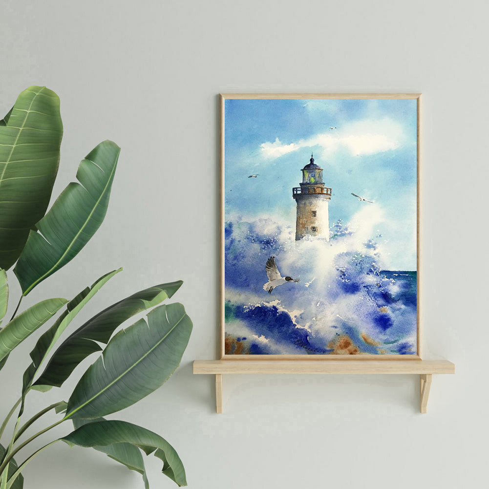 Lighthouse Waves - Full Round Drill Diamond Painting 30*40CM