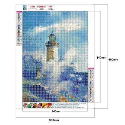 Lighthouse Waves - Full Round Drill Diamond Painting 30*40CM