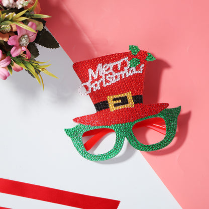 Kids Christmas Diamond Glasses Toys DIY Frame Paste 3D Rhinestone Stickers