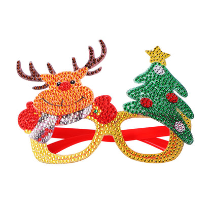 Kids Christmas Diamond Glasses Toys DIY Frame Paste 3D Rhinestone Stickers