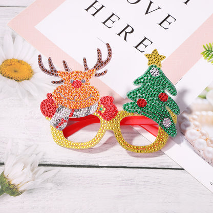 Kids Christmas Diamond Glasses Toys DIY Frame Paste 3D Rhinestone Stickers