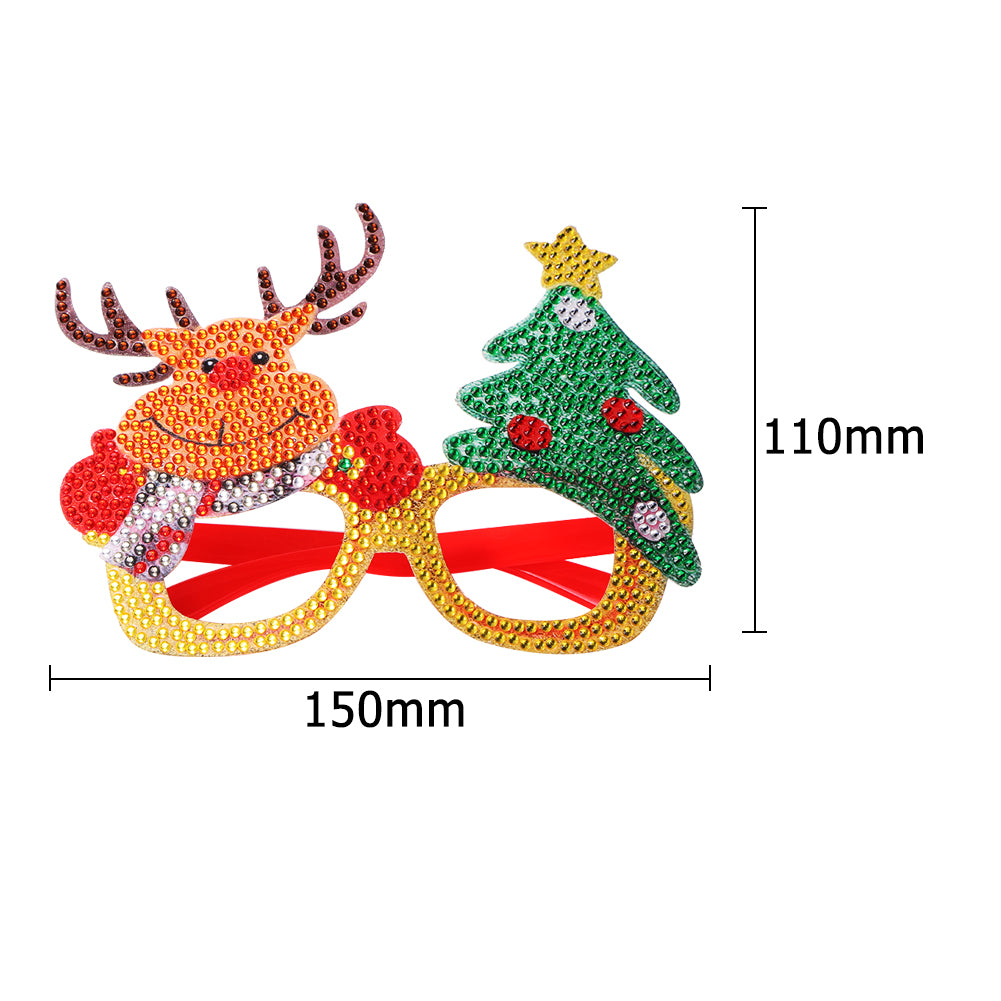 Kids Christmas Diamond Glasses Toys DIY Frame Paste 3D Rhinestone Stickers