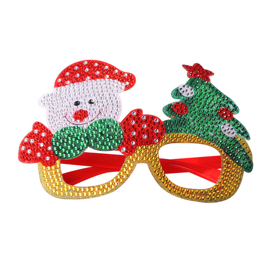 Kids Christmas Diamond Glasses Toys DIY Frame Paste 3D Rhinestone Stickers