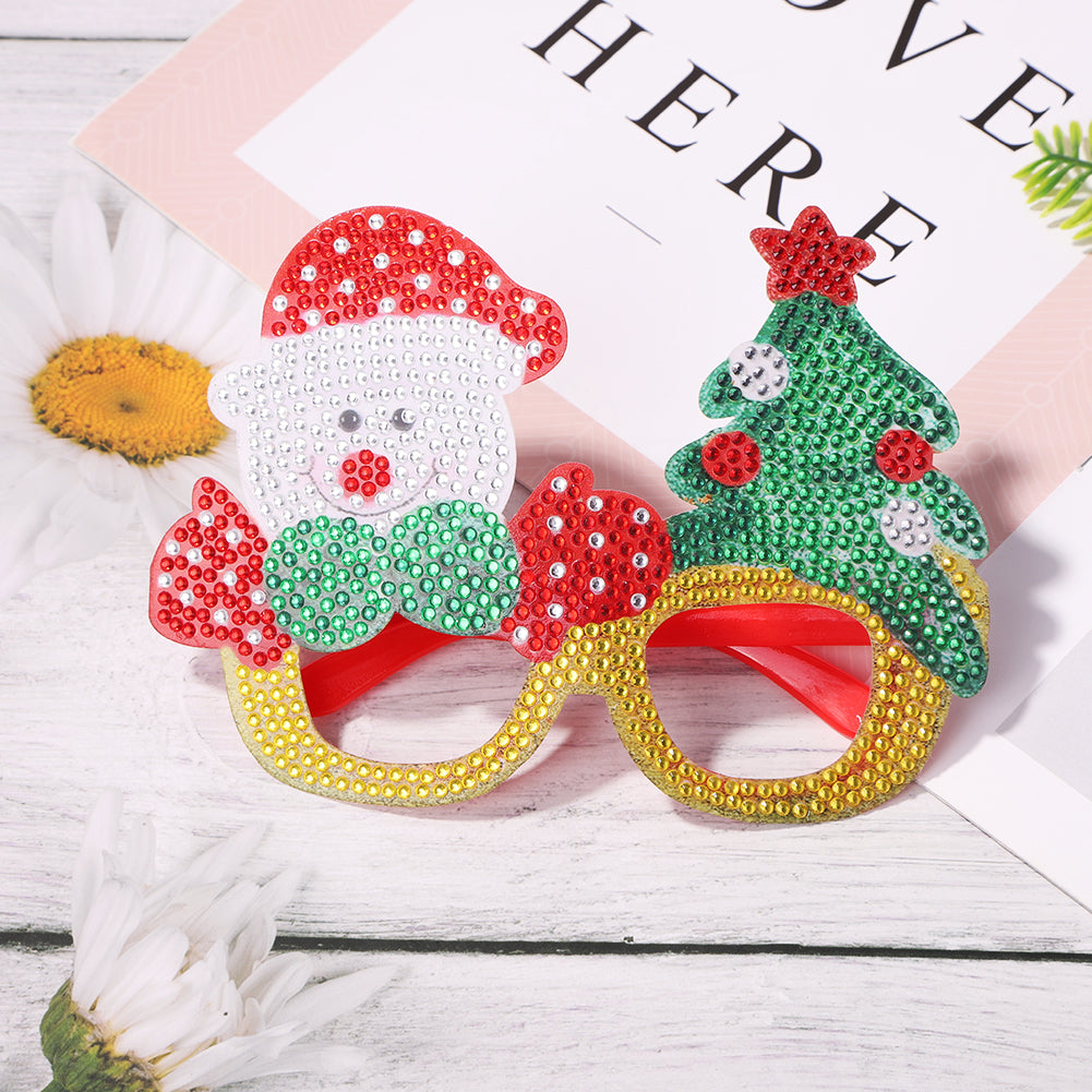 Kids Christmas Diamond Glasses Toys DIY Frame Paste 3D Rhinestone Stickers