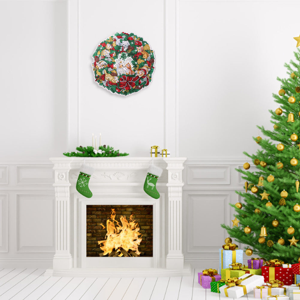 5D DIY Diamond Painting Festival Crystal Wreath Kits Art Home Hanging Decor