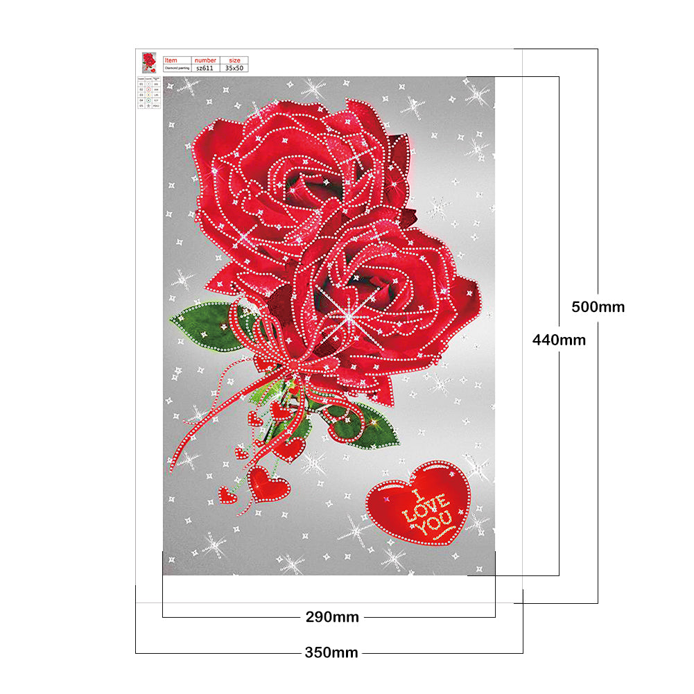 Red Rose - Special Shaped Drill Diamond Painting 35*50CM