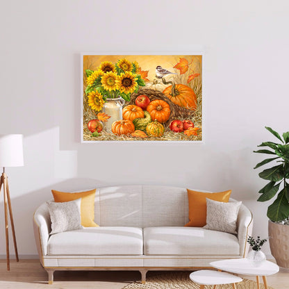 Pumpkins Sunflowers - Full Round Drill Diamond Painting 40*30CM