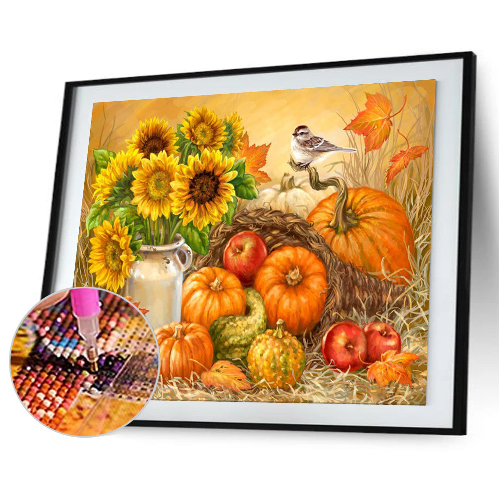 Pumpkins Sunflowers - Full Round Drill Diamond Painting 40*30CM