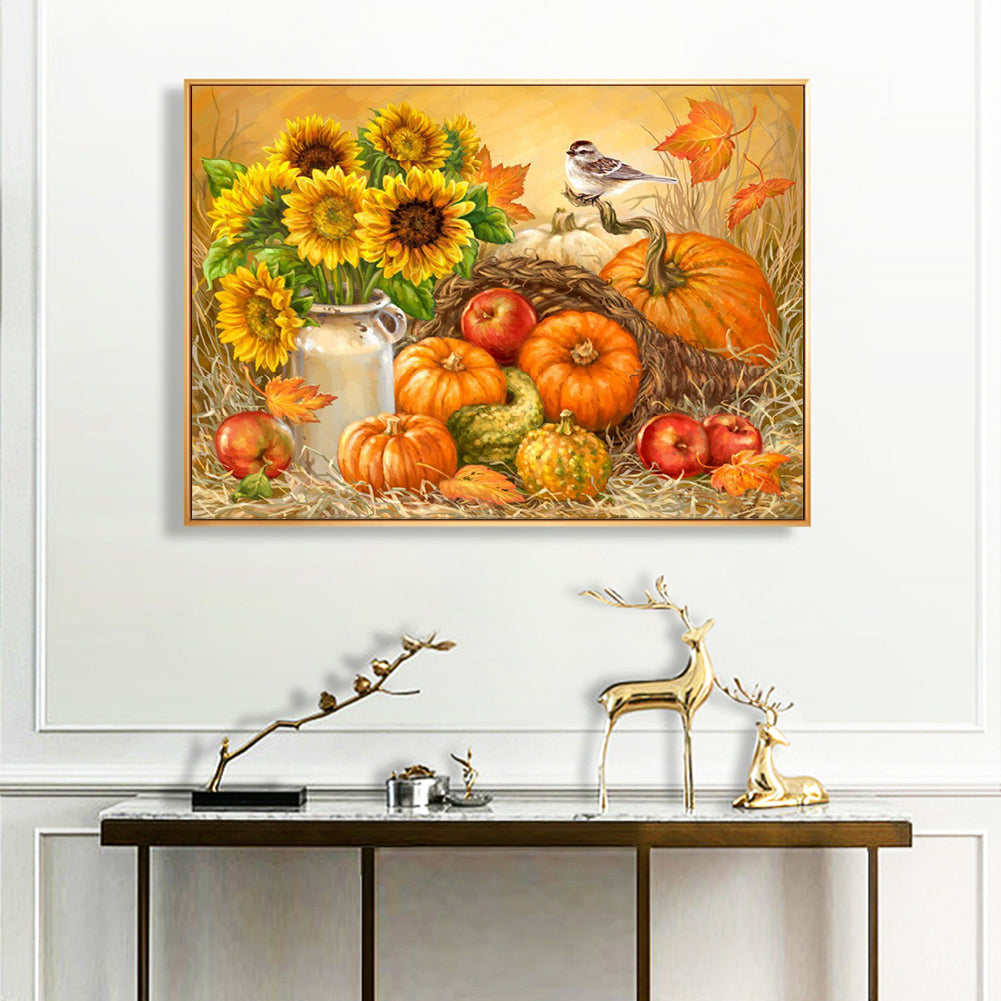 Pumpkins Sunflowers - Full Round Drill Diamond Painting 40*30CM