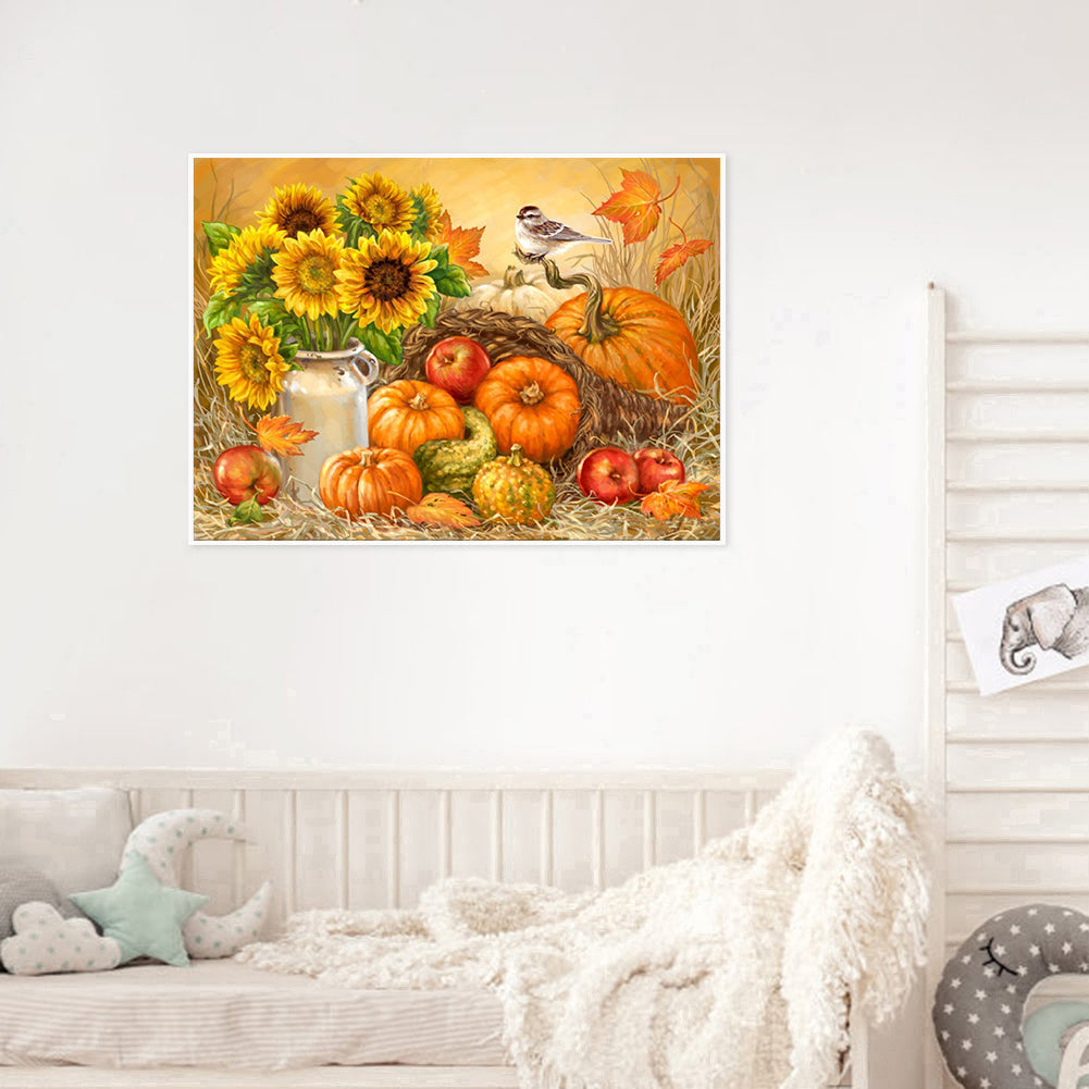 Pumpkins Sunflowers - Full Round Drill Diamond Painting 40*30CM