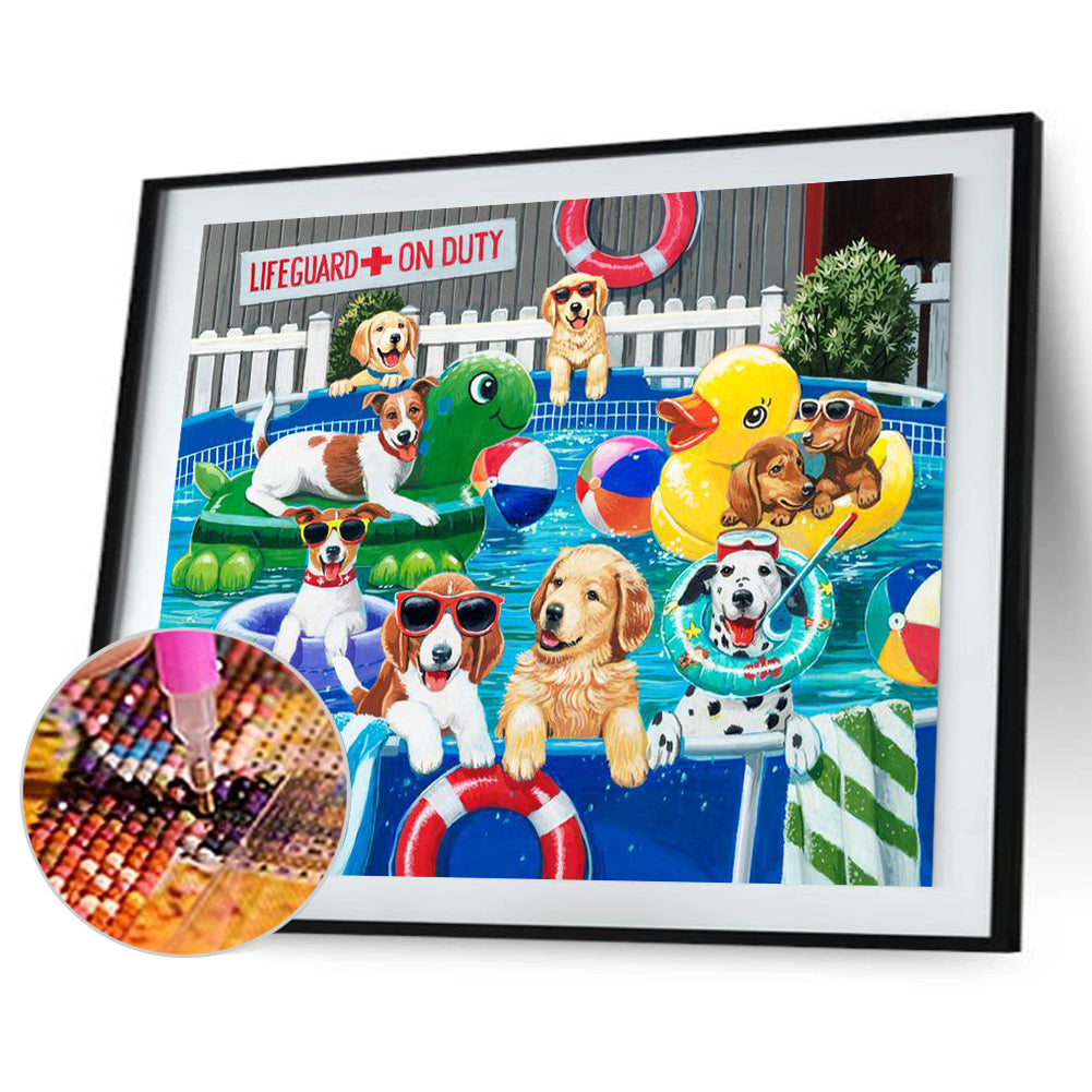 Pool Dog - Full Round Drill Diamond Painting 40*30CM