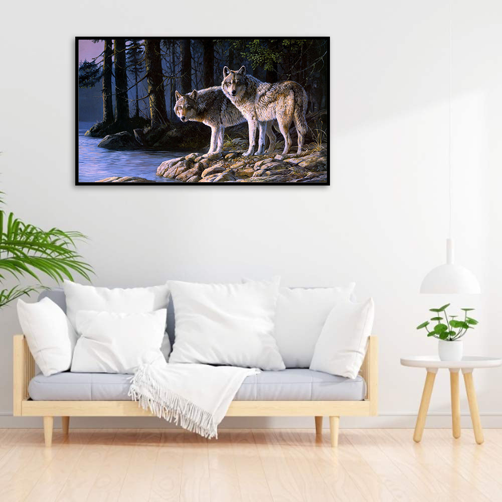 Wolf - Full Round Drill Diamond Painting 70*40CM