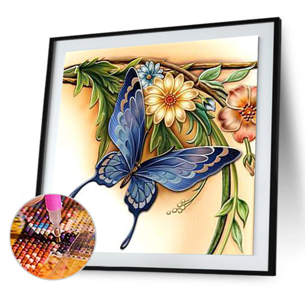 Butterfly Flowers - Special Shaped Drill Diamond Painting 30*30CM