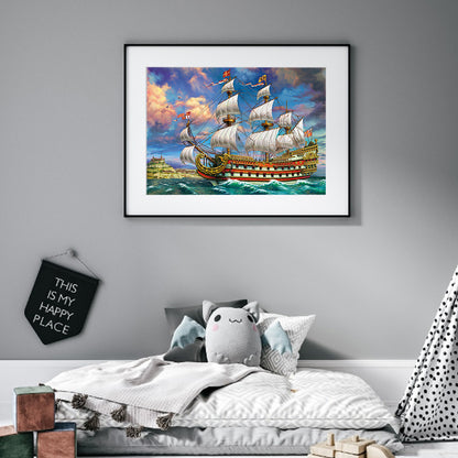 Boat - Full Round Drill Diamond Painting 50*35CM