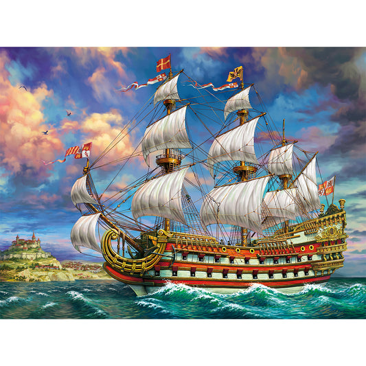 Boat - Full Round Drill Diamond Painting 50*35CM