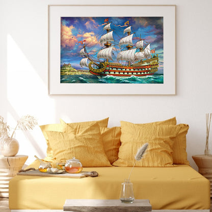 Boat - Full Round Drill Diamond Painting 50*35CM