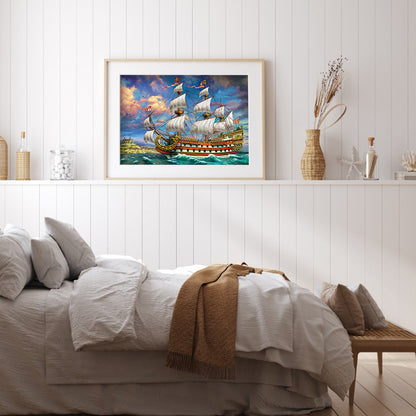 Boat - Full Round Drill Diamond Painting 50*35CM