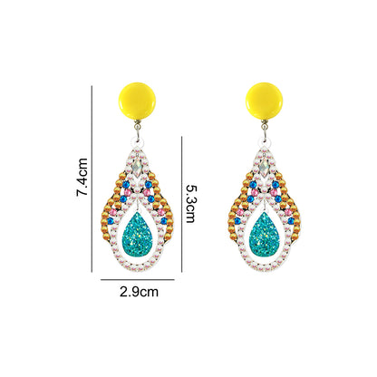 5D Mosaic Diamond Earrings DIY Painting Kit Drilling Ear Dangles Jewelry