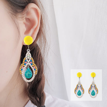 5D Mosaic Diamond Earrings DIY Painting Kit Drilling Ear Dangles Jewelry