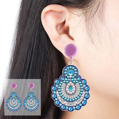 5D Mosaic Diamond Earrings DIY Painting Kit Drilling Ear Dangles Jewelry