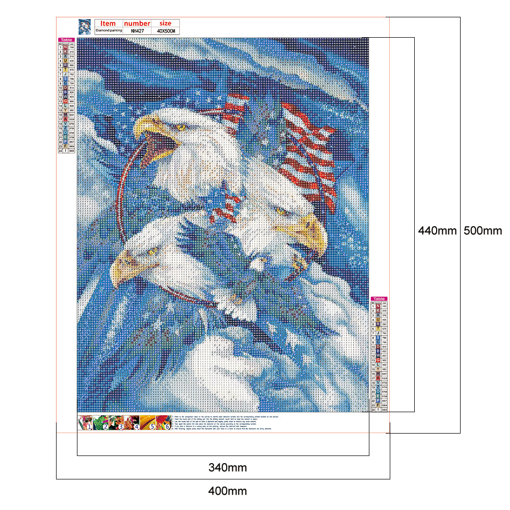 Flag Eagle - Full Round Drill Diamond Painting 40*50CM