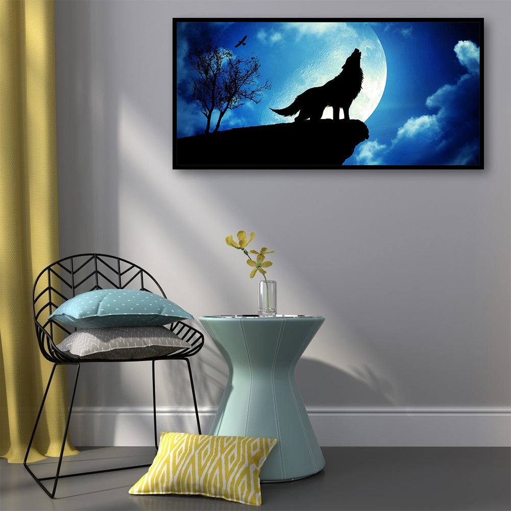 Night Wolf - Full Round Drill Diamond Painting 80*40CM