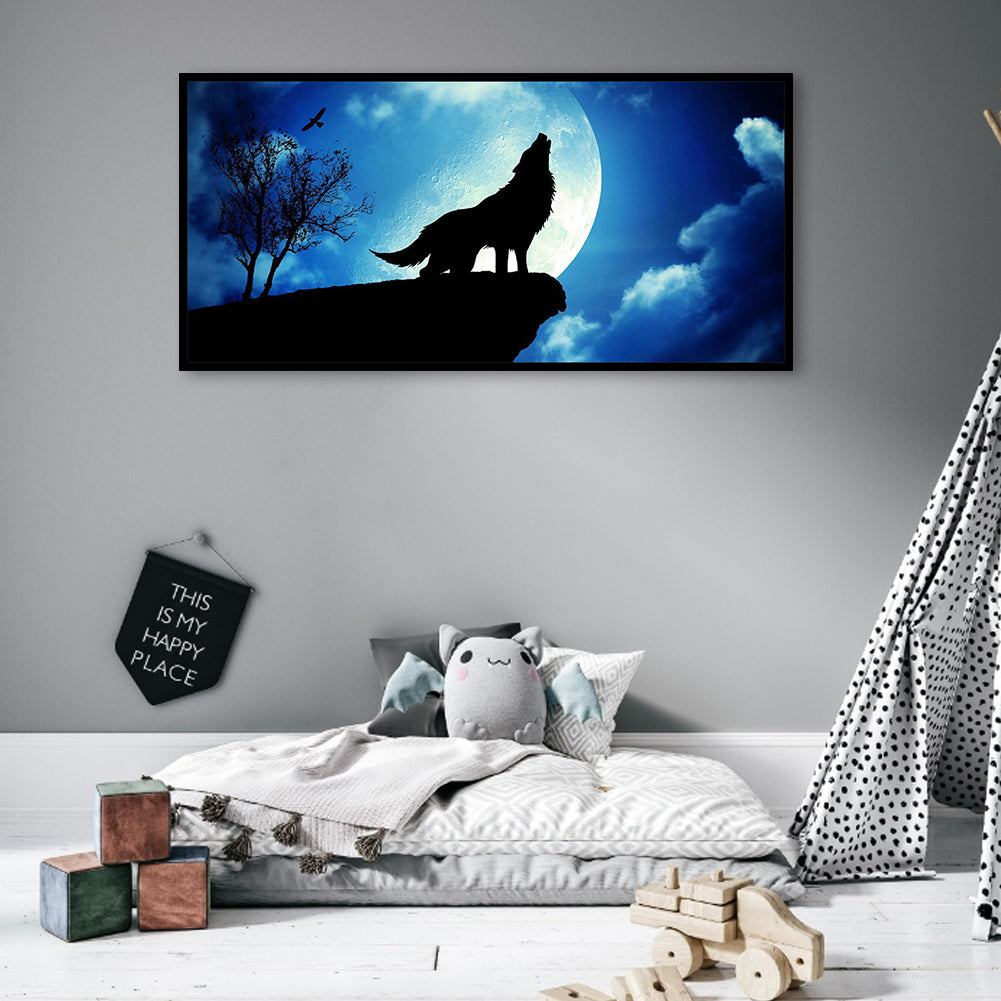 Night Wolf - Full Round Drill Diamond Painting 80*40CM