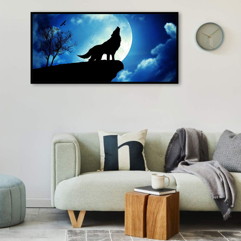 Night Wolf - Full Round Drill Diamond Painting 80*40CM