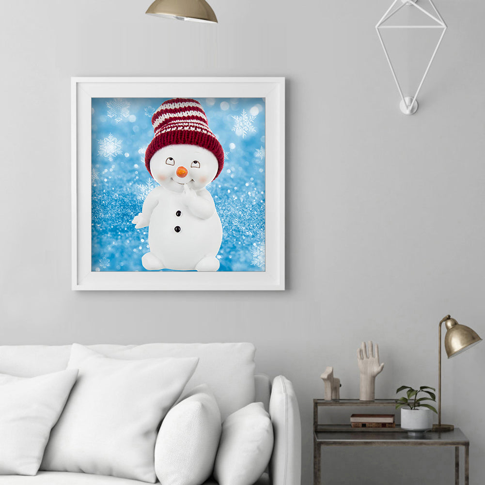 Red Snowman - Full Round Drill Diamond Painting 30*30CM