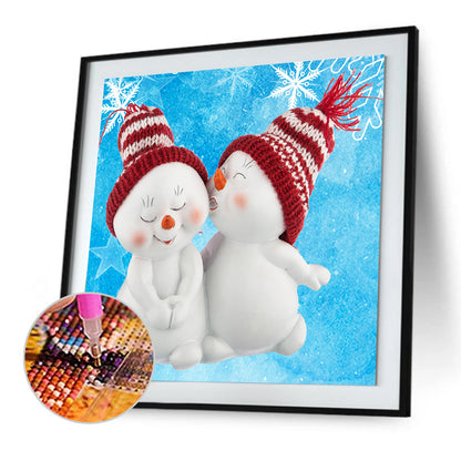 Red Snowman - Full Round Drill Diamond Painting 30*30CM