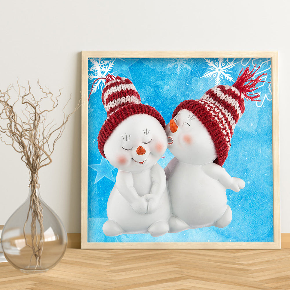 Red Snowman - Full Round Drill Diamond Painting 30*30CM