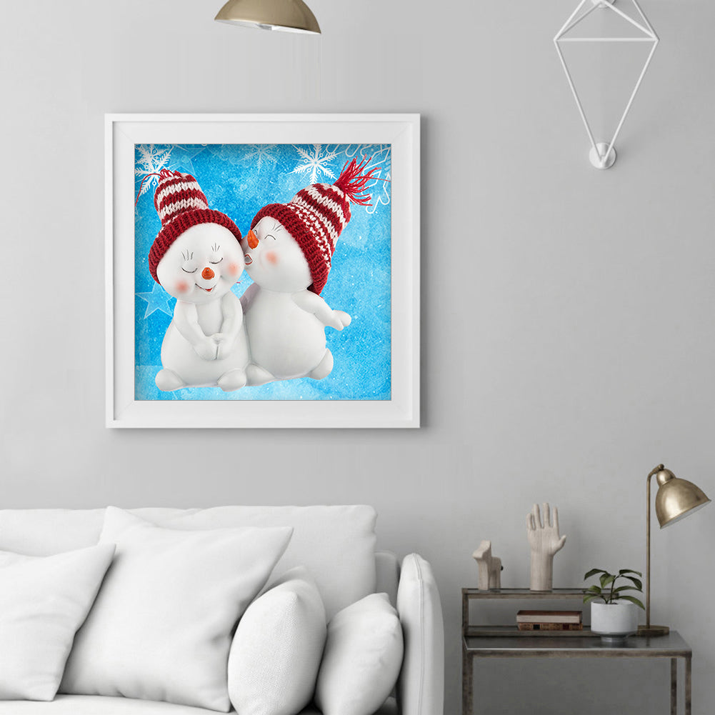 Red Snowman - Full Round Drill Diamond Painting 30*30CM