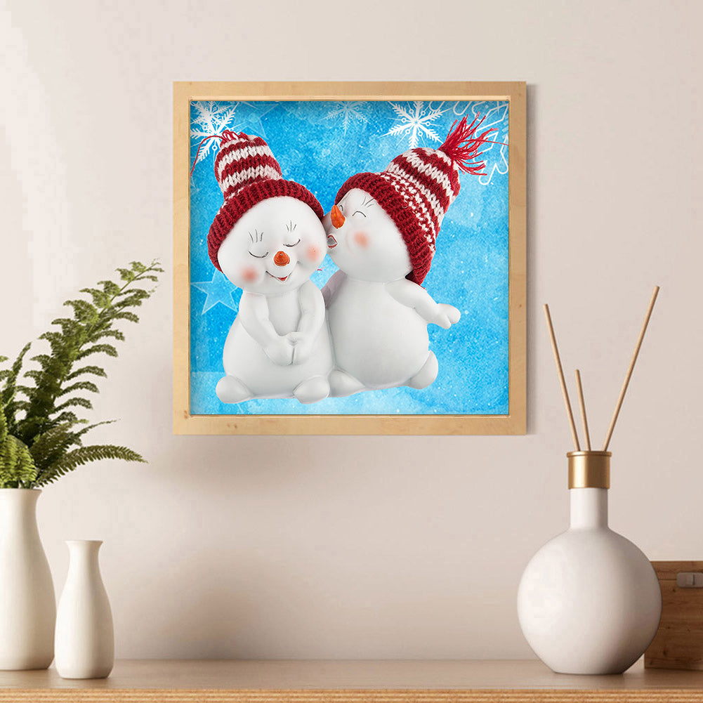 Red Snowman - Full Round Drill Diamond Painting 30*30CM