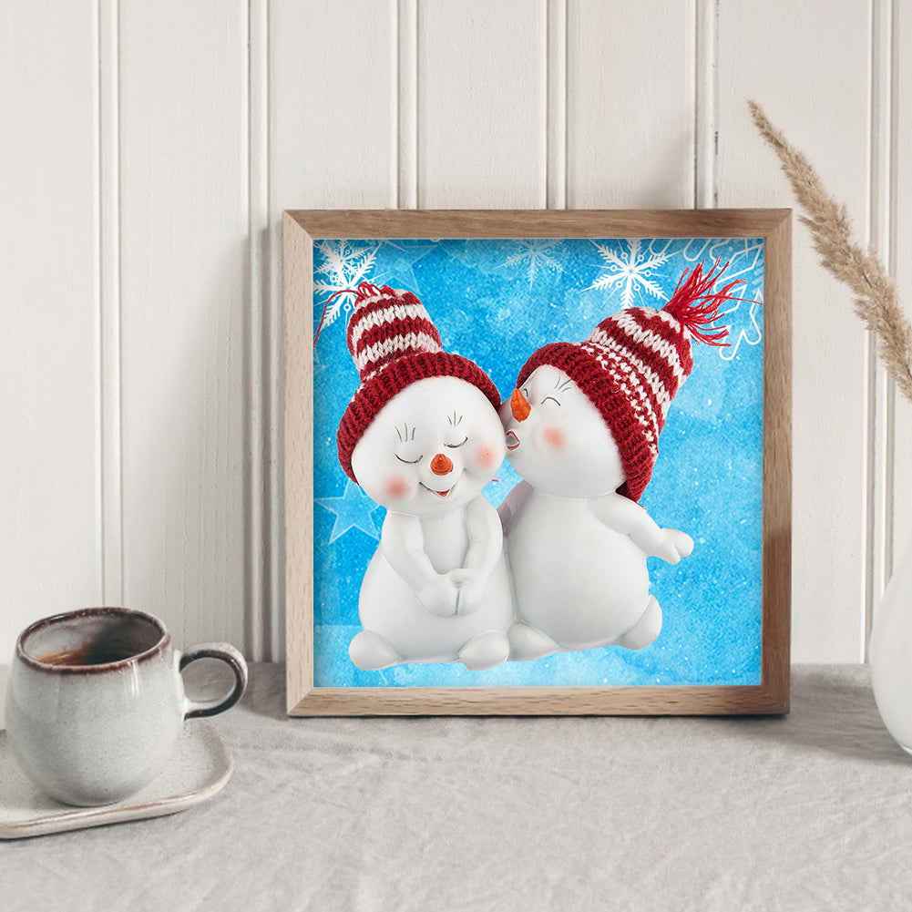 Red Snowman - Full Round Drill Diamond Painting 30*30CM