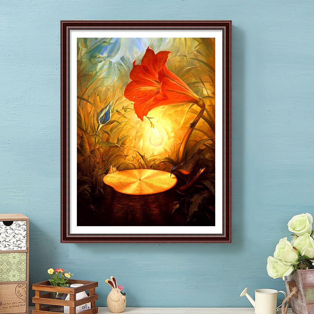 Flower Lamp - Full Round Drill Diamond Painting 30*40CM