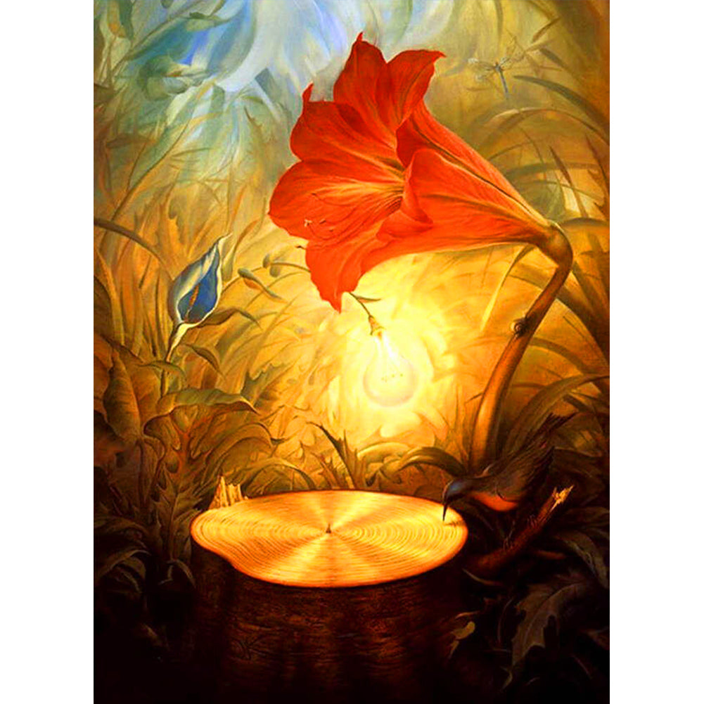 Flower Lamp - Full Round Drill Diamond Painting 30*40CM