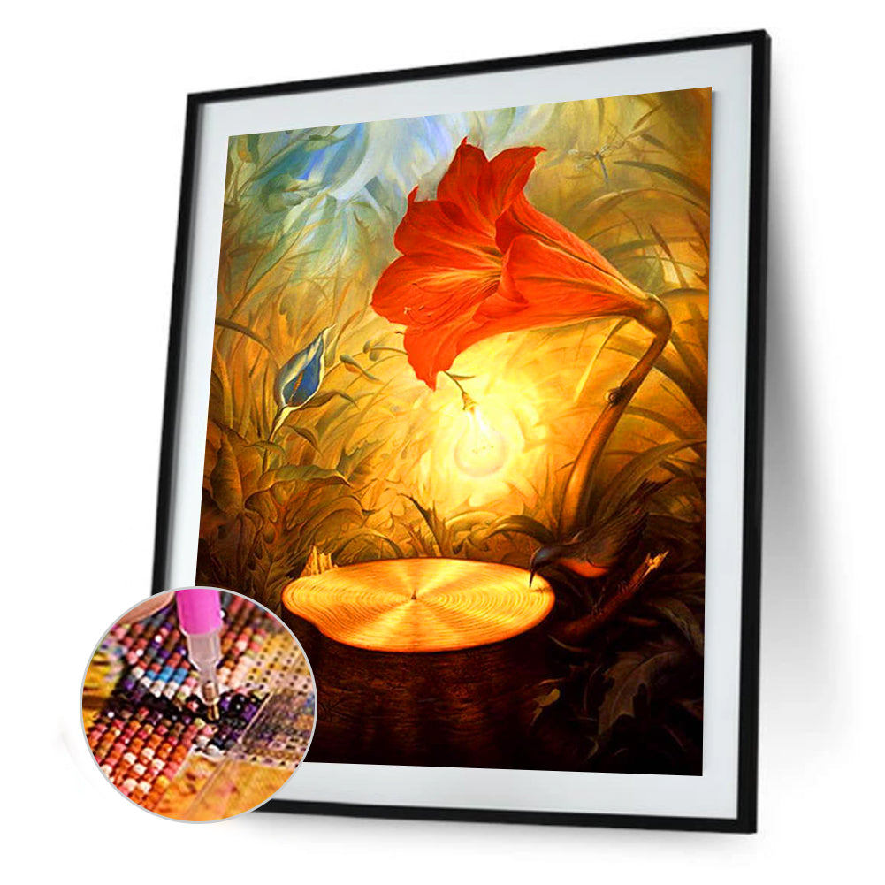 Flower Lamp - Full Round Drill Diamond Painting 30*40CM