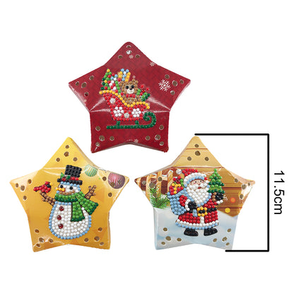 5D DIY Diamond Painting Christmas Tree Ornaments LED Hanging Star Lights