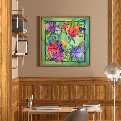 Flower Plant - Full Round Drill Diamond Painting 30*30CM