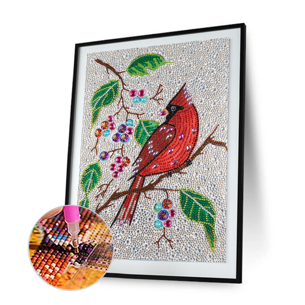 Red Bird - Special Shaped Drill Diamond Painting 30*40CM