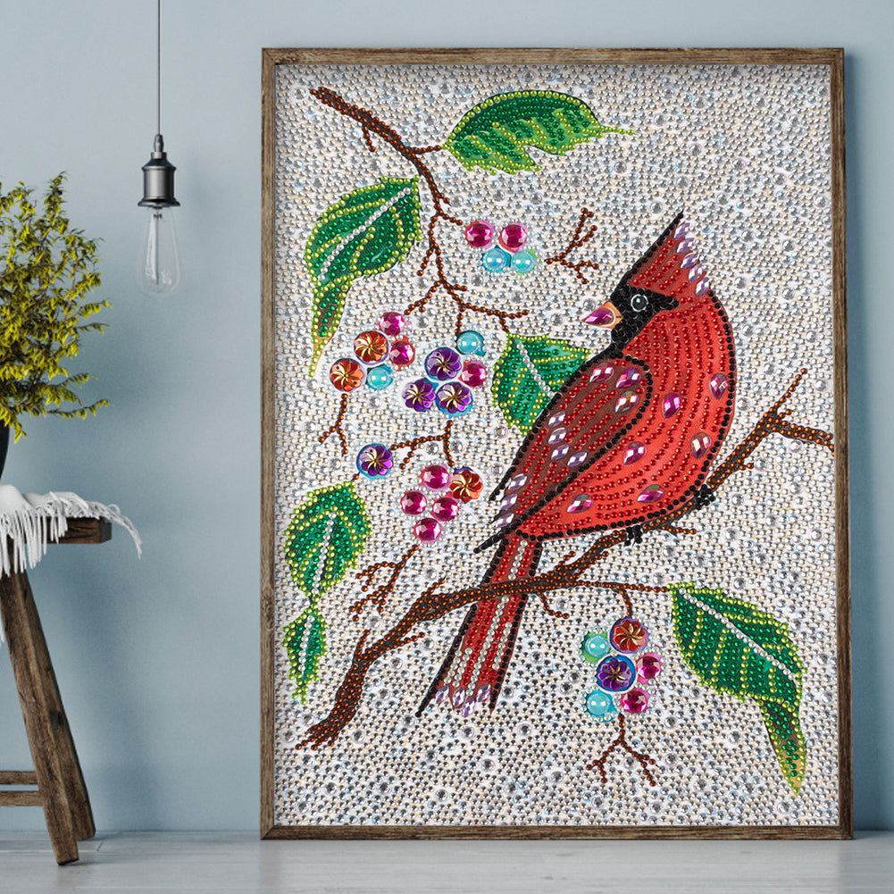 Red Bird - Special Shaped Drill Diamond Painting 30*40CM