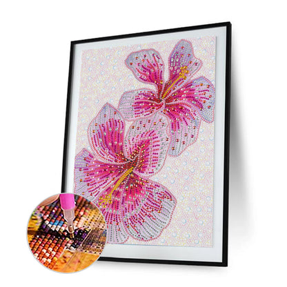 Pink Flower - Special Shaped Drill Diamond Painting 30*40CM