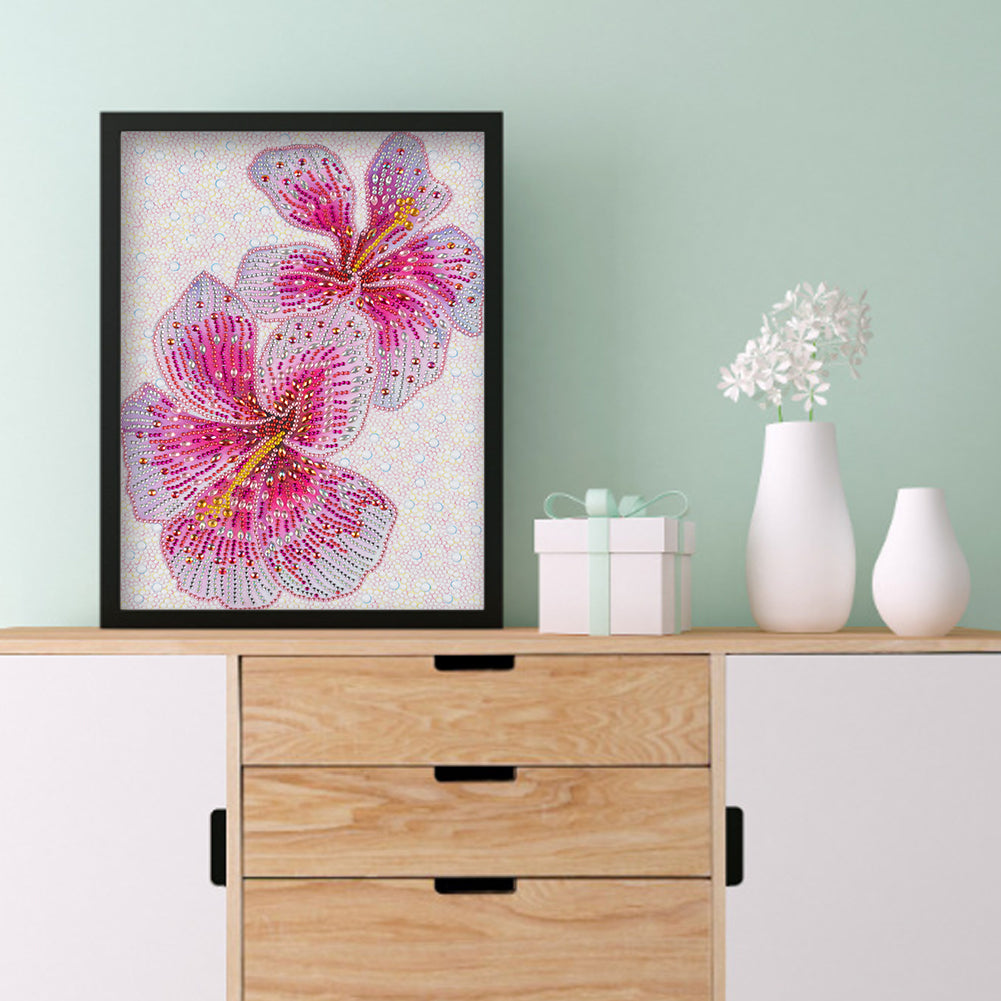 Pink Flower - Special Shaped Drill Diamond Painting 30*40CM