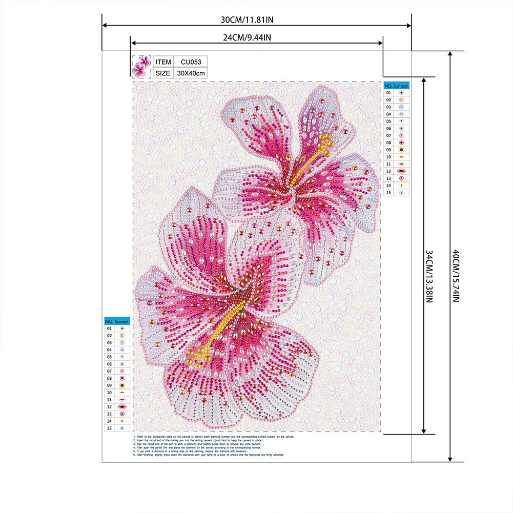 Pink Flower - Special Shaped Drill Diamond Painting 30*40CM