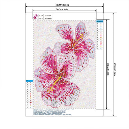 Pink Flower - Special Shaped Drill Diamond Painting 30*40CM