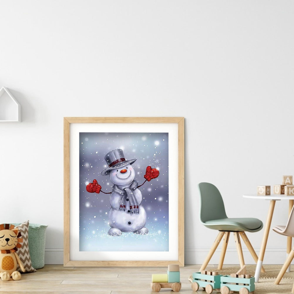 Winter Snowman - Full Round Drill Diamond Painting 30*40CM